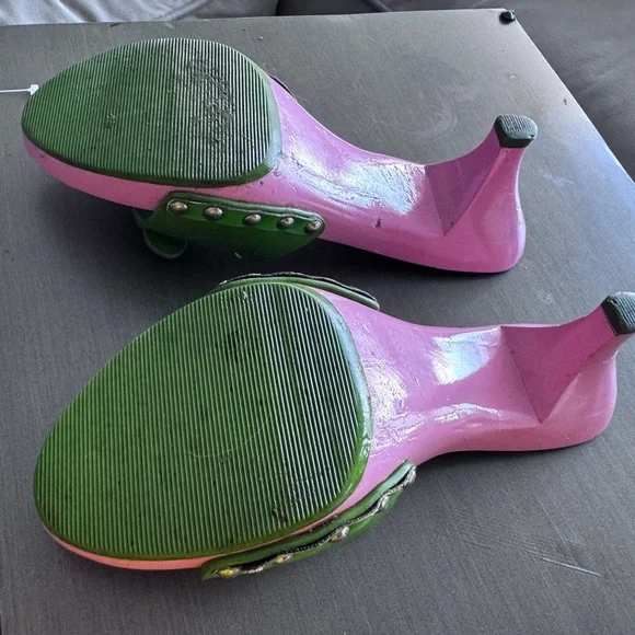Authentic Fornarina Green and Pink Women's Heels made in Italy size 7 - Picture 5 of 8